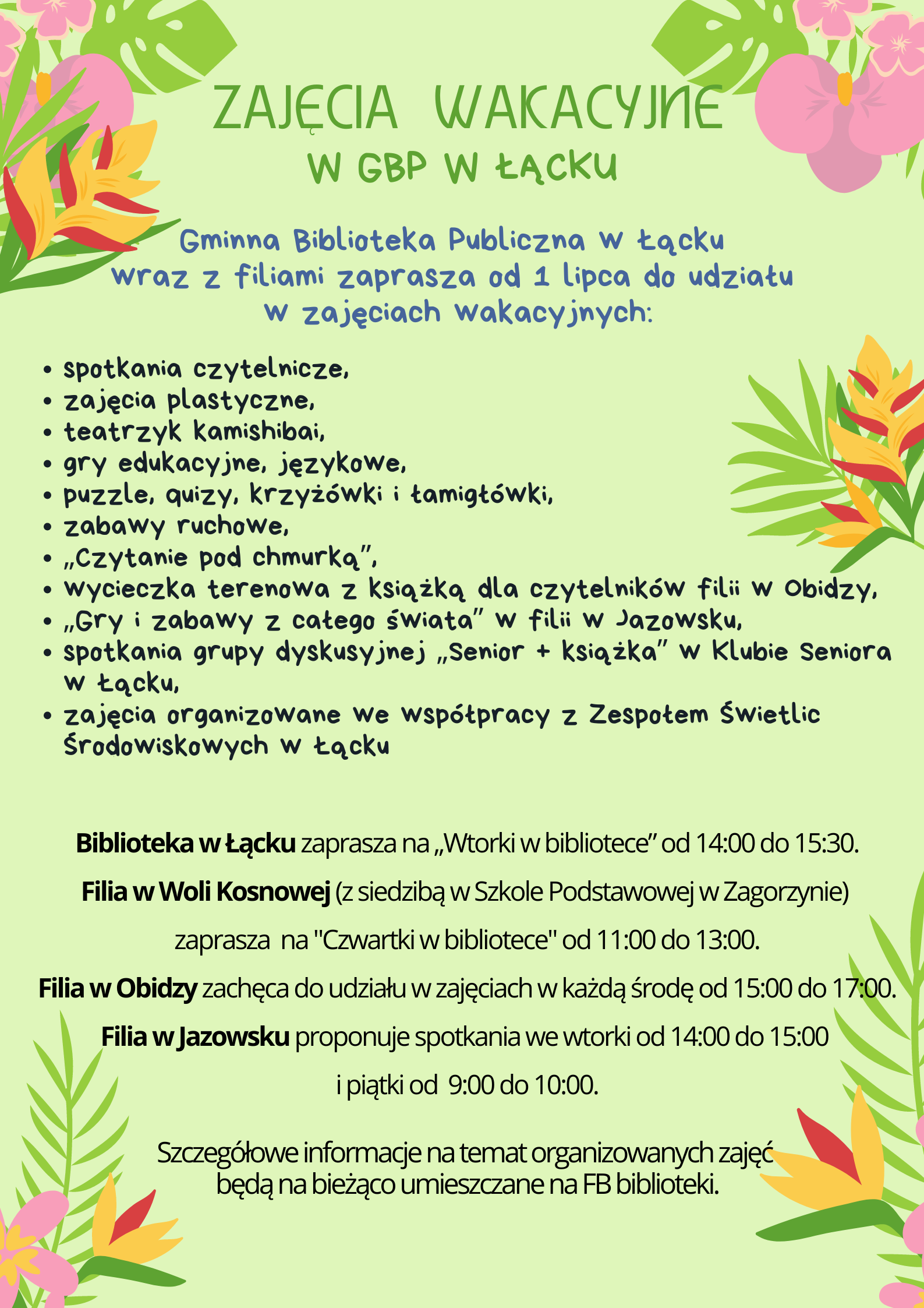Niebiesko żółty zabawny plakat półkolonie dla dzieci